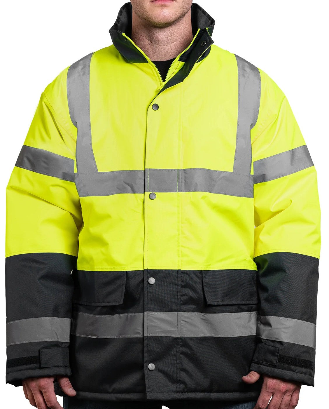 1865E Hi Vis Black Bottom Quilt Lined Parka