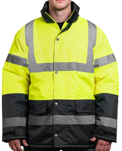 1865E Hi Vis Black Bottom Quilt Lined Parka