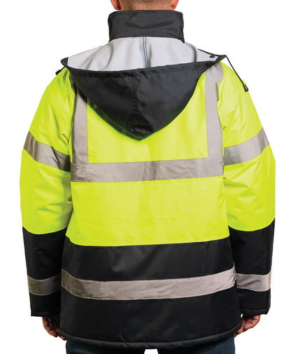 1865E Hi Vis Black Bottom Quilt Lined Parka